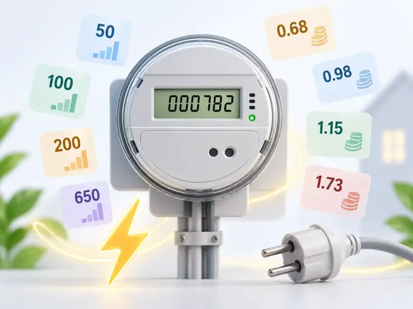 عداد كهرباء مع أرقام وأسعار بشكل بسيط