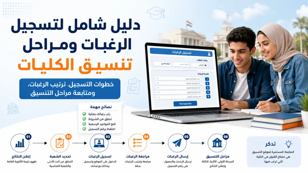 دليل شامل لتسجيل الرغبات ومراحل تنسيق الكليات