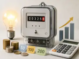 عداد كهرباء مع أرقام وأسعار بشكل بسيط