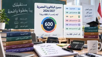 إنفوجراف يوضح مجموع البكالوريا المصرية 2026/2027 وإجمالي 600 درجة